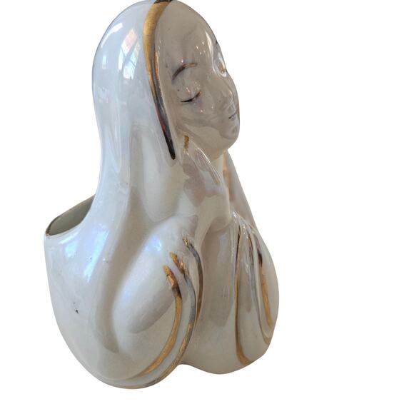 Vintage Madonna Bust Planter Lady Head Vase Religious Planter - Picture 5 of 11